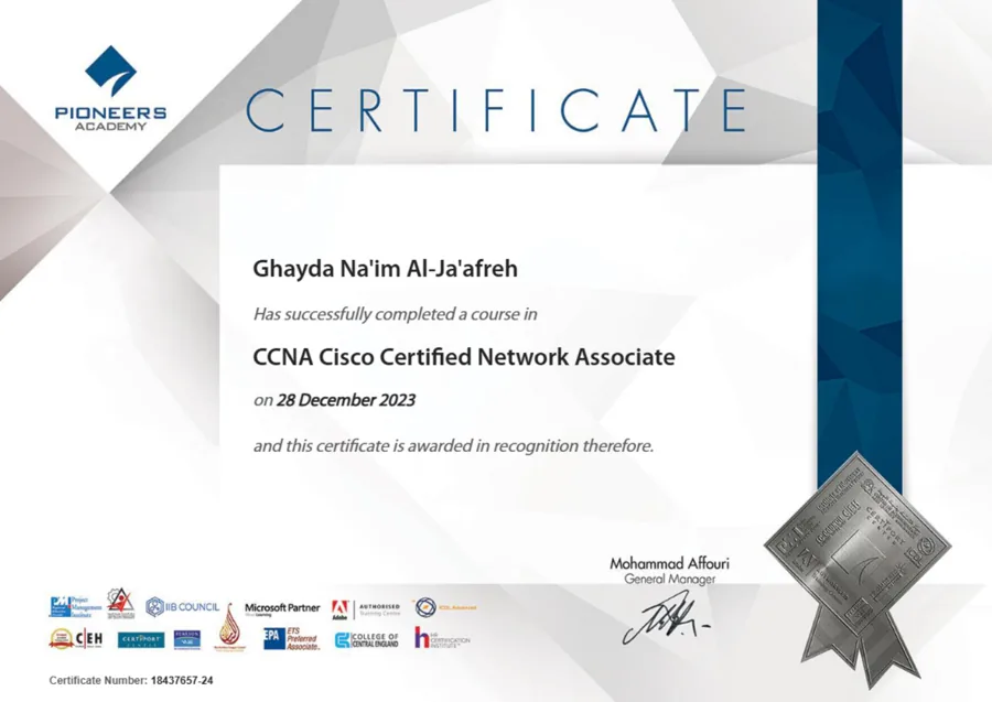 CCNA Cisco Certified Network Associate - Course Completion certificate preview