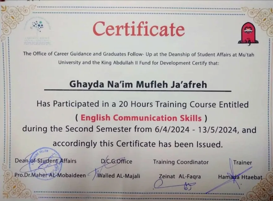 English Communication Skills certificate preview