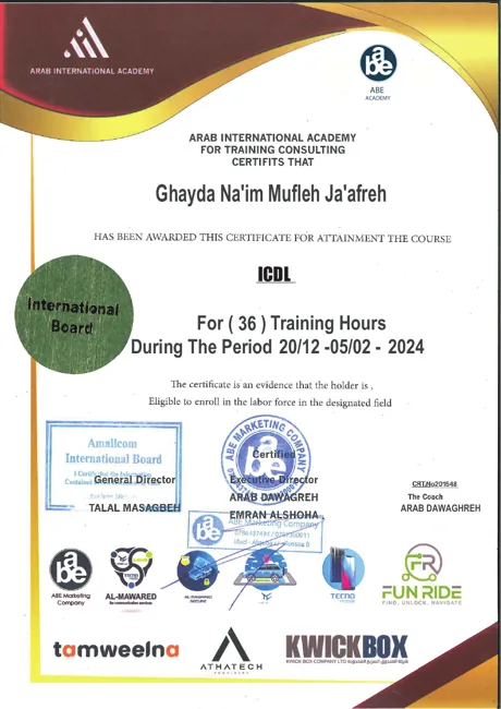 ICDL certificate preview